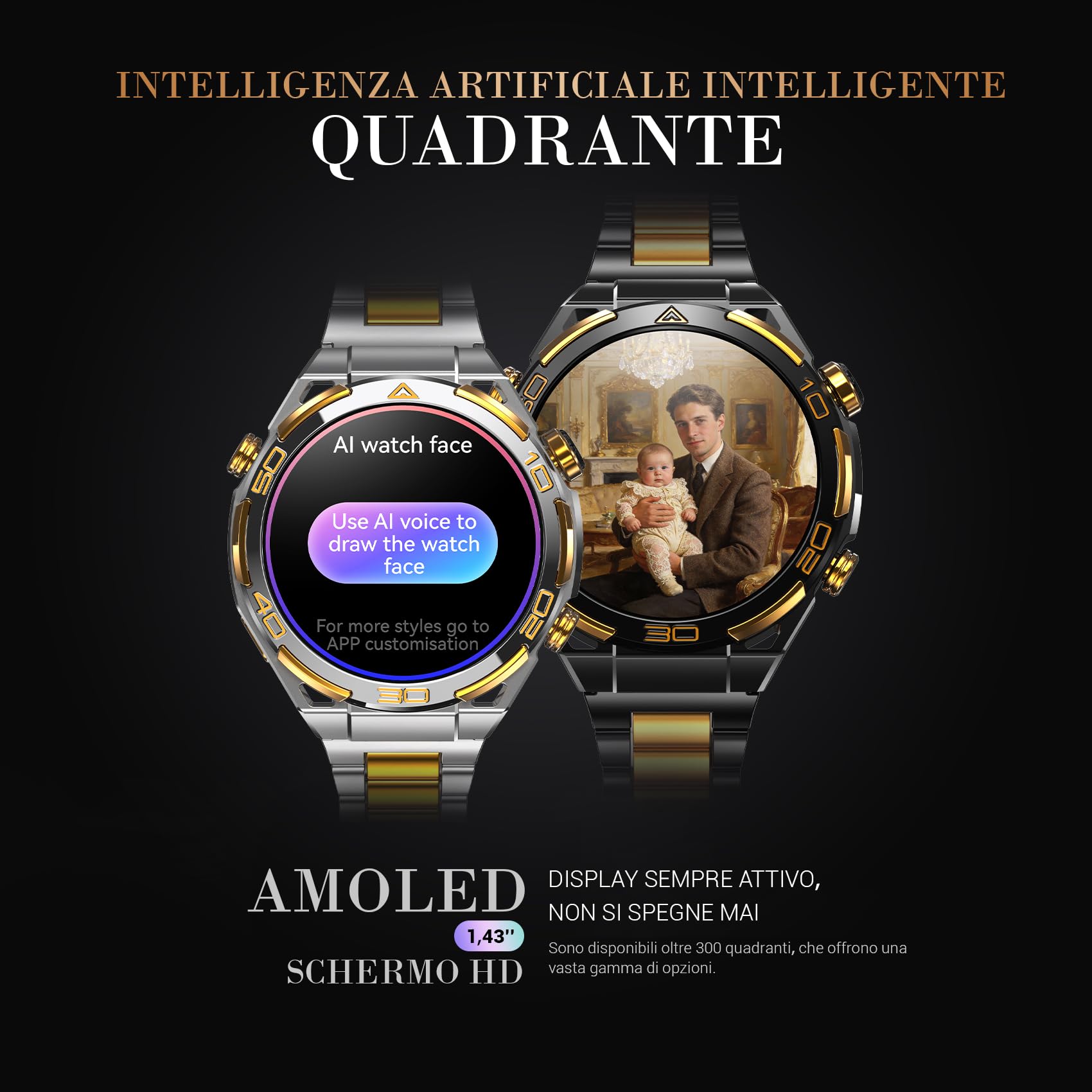 Blackview Smartwatch Uomo, GPS Orologio Intelligente Fitness con Chiamate Bluetooth, 1.43" AMOLED Smartwatch 110+ Modalità Sportive/PA/Cardiofrequenzimetro/SpO2/Torcia/Bussla per Android iOS