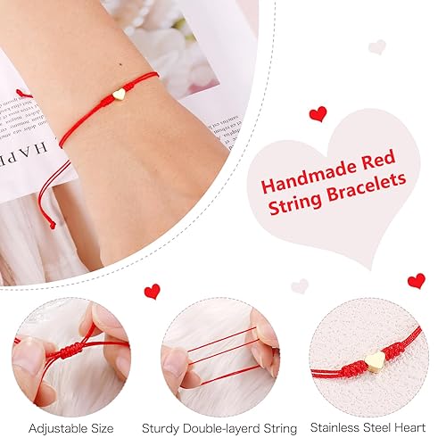 Miniatura 3 de Kabbalah Red String Bracelet Red Bracelet for Protection,Mother Daughter Bracelets,Matching Heart Red Thread Friendship Bracelets for Teen Girls,
