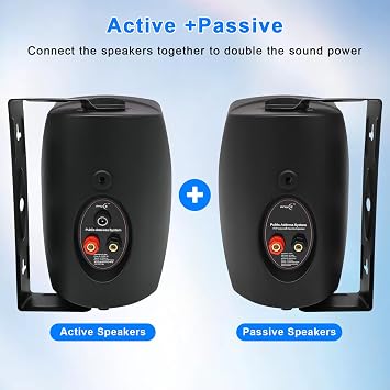 4 Inch Outdoor Waterproof Wall Mount Speakers - Bluetooth 5.3, for Patio, Pool, Garden,Waterproof, Weatherproof Design, IIndoor and Outdoor use (Pair Black)
