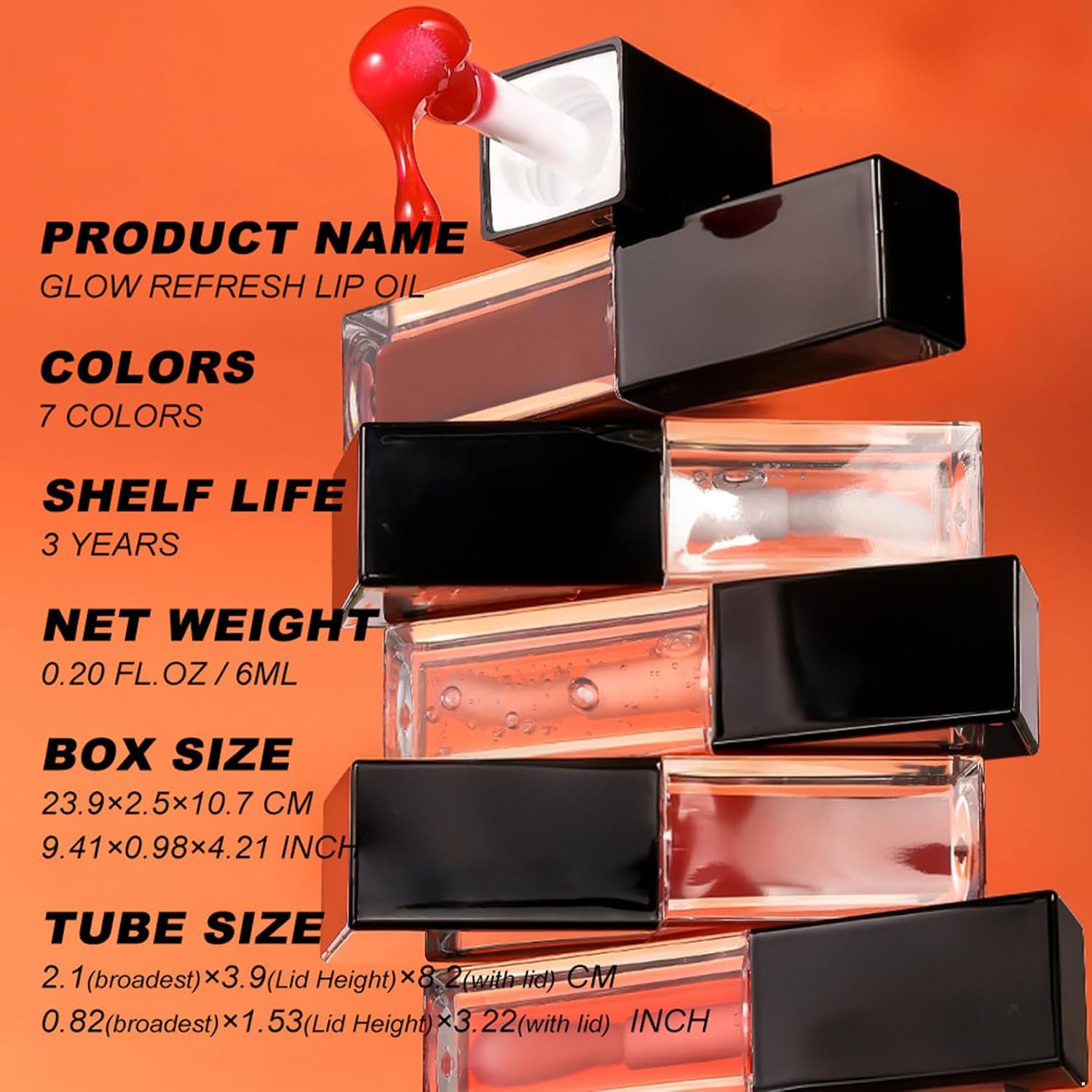 1 Set 6ml7 Glow Refresh Lip Oil, Glossy Finish for Lasting Shine, Plumping Tinted Glaze for Lipstick Layering Mixed-color One Size