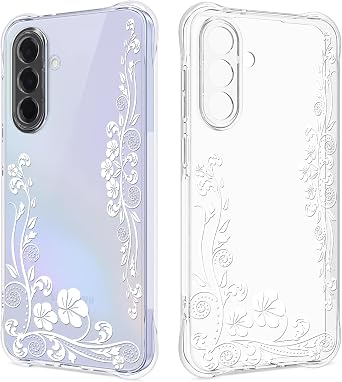 Floral Clear Case for Samsung Galaxy A36 5G for Women Girls,FL-12 | Pretty Flower Design Cute Pattern Phone Cover,Slim Soft Anti-Slip Drop Proof Protective TPU Bumper Case