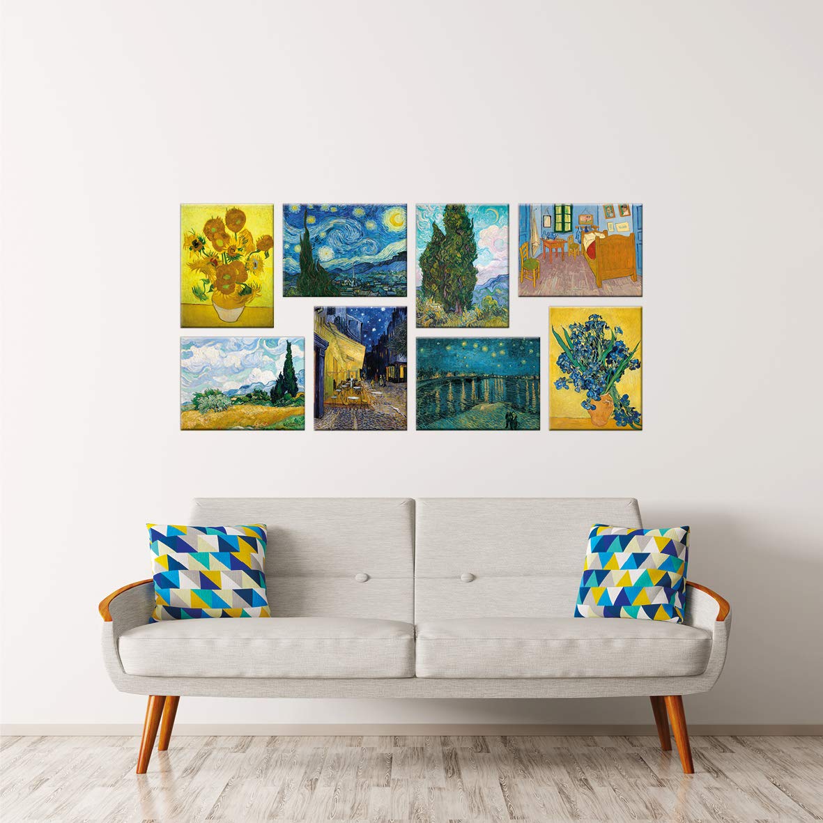 LuxHomeDecor Quadri Vincent van Gogh 8 pezzi 40x30 cm Stampa su Tela con Telaio in Legno Arredamento Arte Arredo Moderno