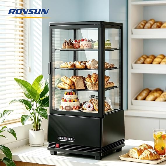 ROVSUN 3 Cu.Ft Commercial Display Refrigerator ETL NSF Certified, Refrigerated Display Case Countertop Pastry Display Case w/LED Air-cooling Automatic Defrost Front Opening Door for Cafe Restaurant