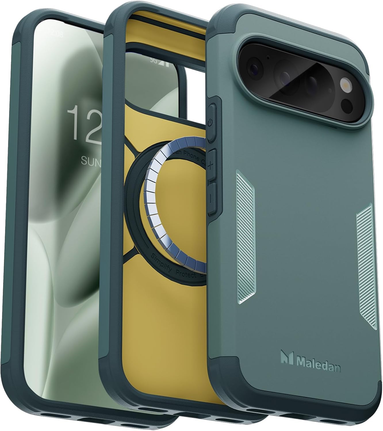 Maledan Magnetic for Google Pixel 10 Pro Case & Pixel 10 Case Compatible with MagSafe/Pixelsnap - Dual Layer Ultra Rugged Shockproof Protection, Heavy Duty Bumper Phone Cover, Green