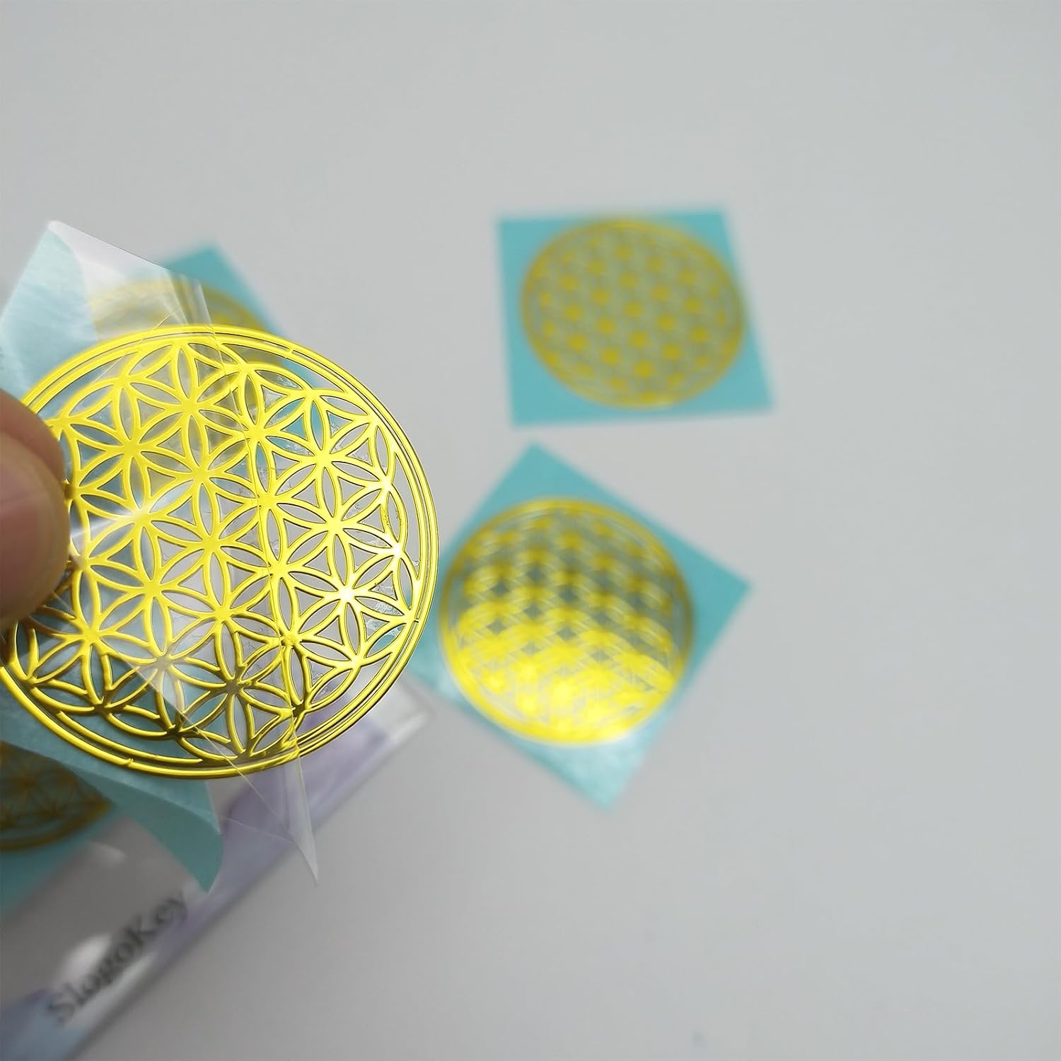 5 pcs 1.5 inches 38mm Flower of Life Metal Sticker, DIY Gold Sticker for Crafts, Journals, Phone Cases - Premium Metal Nickel Decals for Resin Art & DIY Projects (Gold, 1.5inches)
