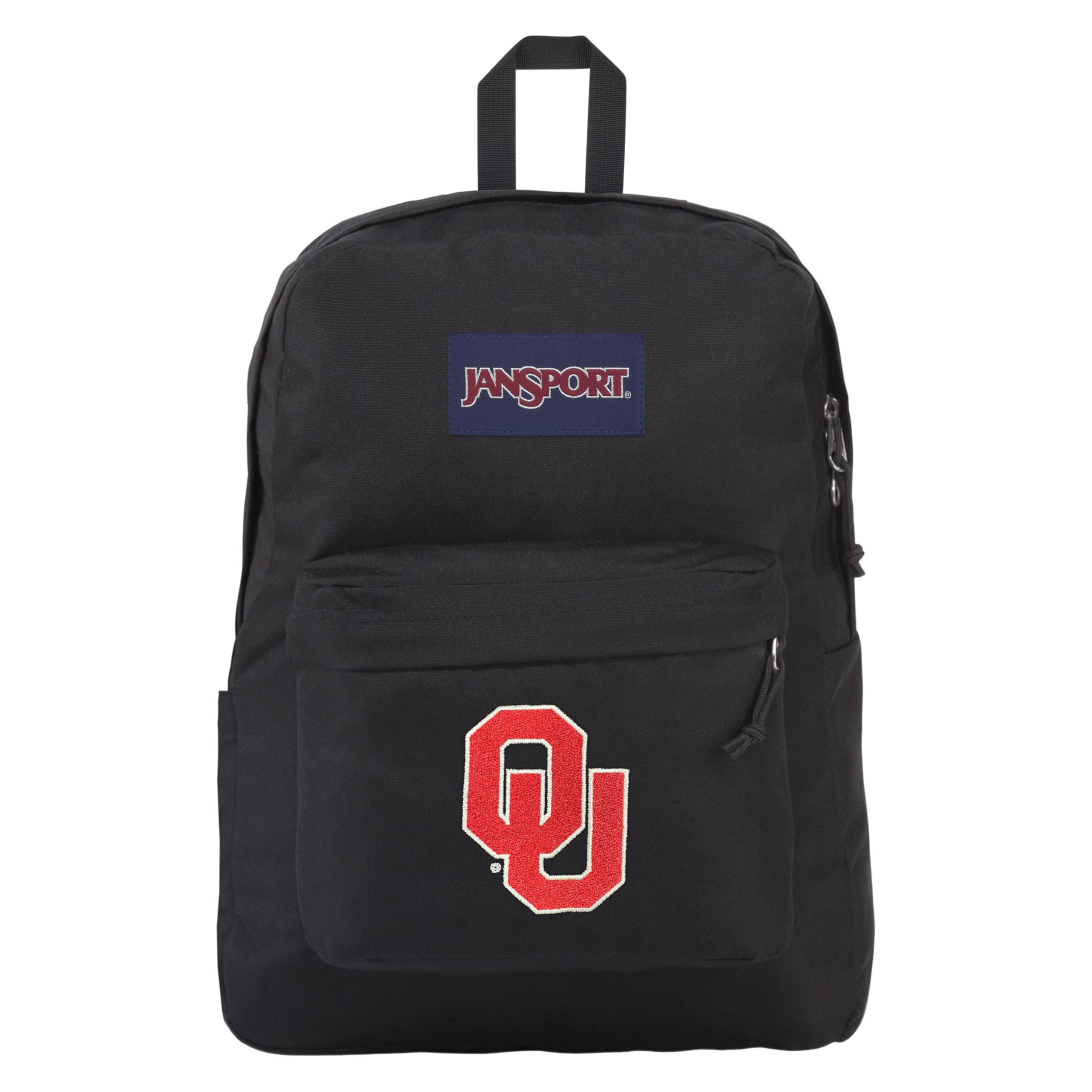 JanSport NCAA Officially Licensed Backpack, Oklahoma Sooners, Superbreak Plus with Padded 15'' Laptop Sleeve, Spacious Computer Bag for Men &amp; Women, Durable Daypack with Bottle Pocket, Black