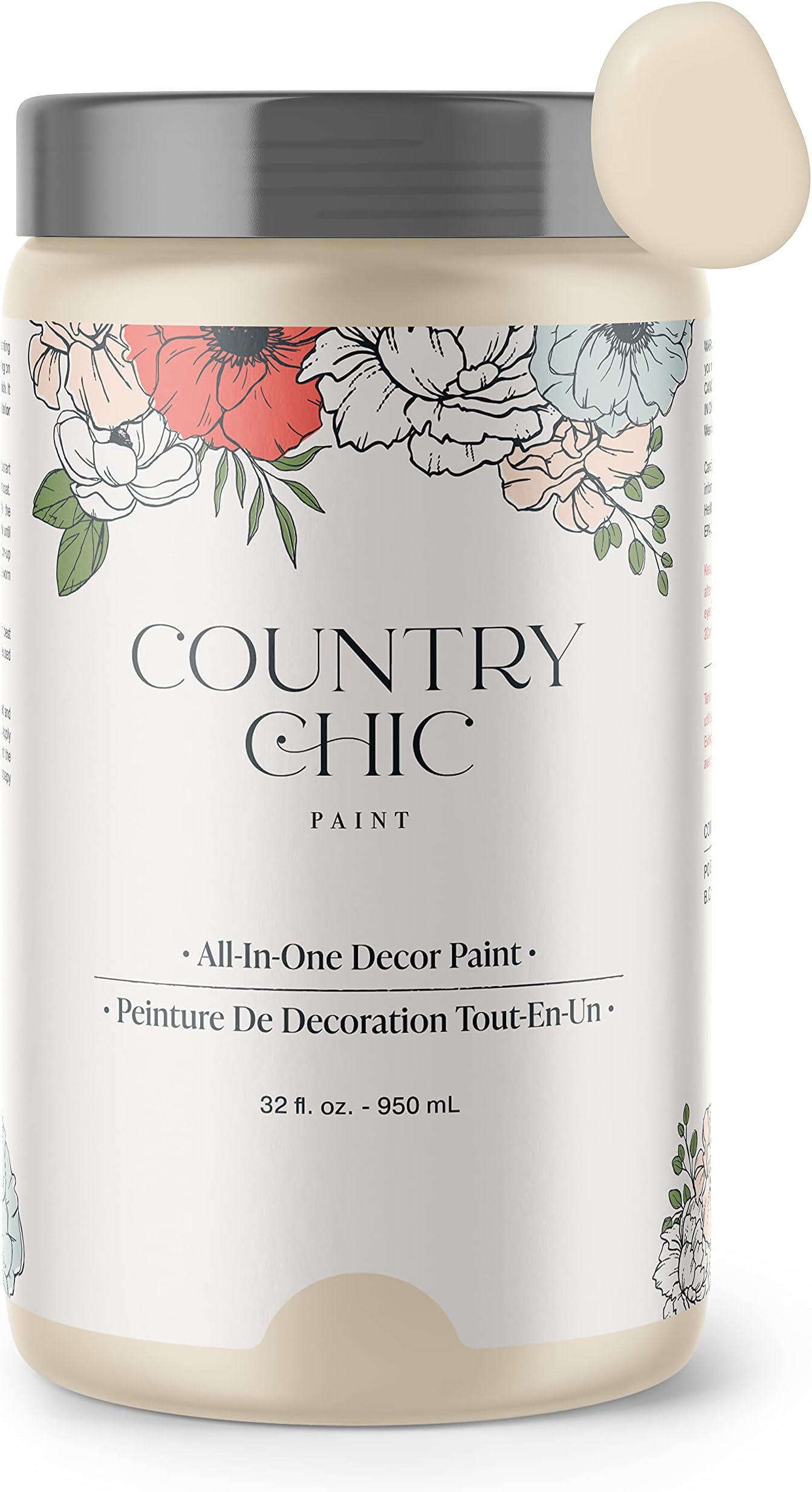 Chalk Style Paint - for Furniture, Home Decor, Crafts - Eco-Friendly - All-in-One - No Wax Needed (Cheesecake [Off White], Quart (32 oz))