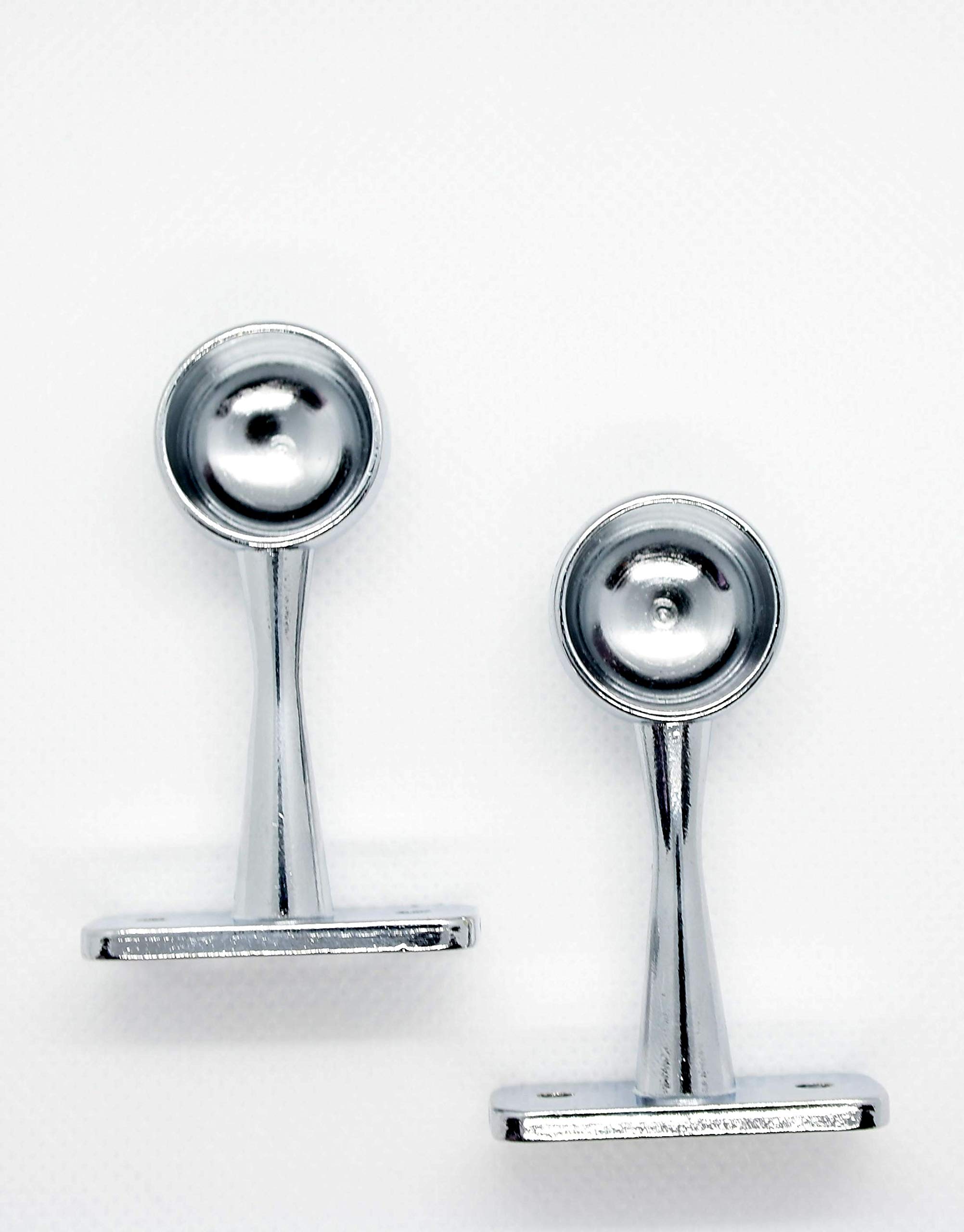 Chrome End Brackets Steel for 25mm Wardrobe Rail X 65.5mm Total Height with Fittings included Pack of 4 (25mm End Brackets, Chrome (pack of 4)