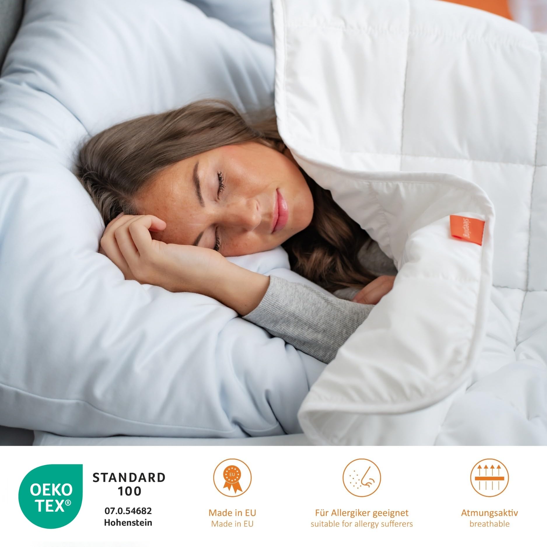 sleepling 2er Set Kopfkissen 80x80 cm, Allergiker Kissen, waschbar, Made in EU, Oeko-TEX, großes Schlafkissen 80 x 80, Bettkissen, Pillow, 2 Stück, Komfort 300