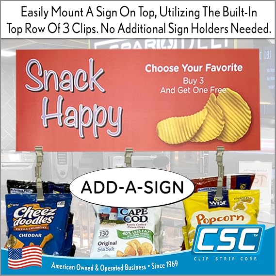 Snack Rack Countertop Display Stand, Metal, 3 Rows, 45 Clips, Off-White, holds Potato Chips Bags, Candy at Retail, Deli, Cafe, Convenience Stores, Product Merchandising, by Clip Strip Corp.,1 Pack