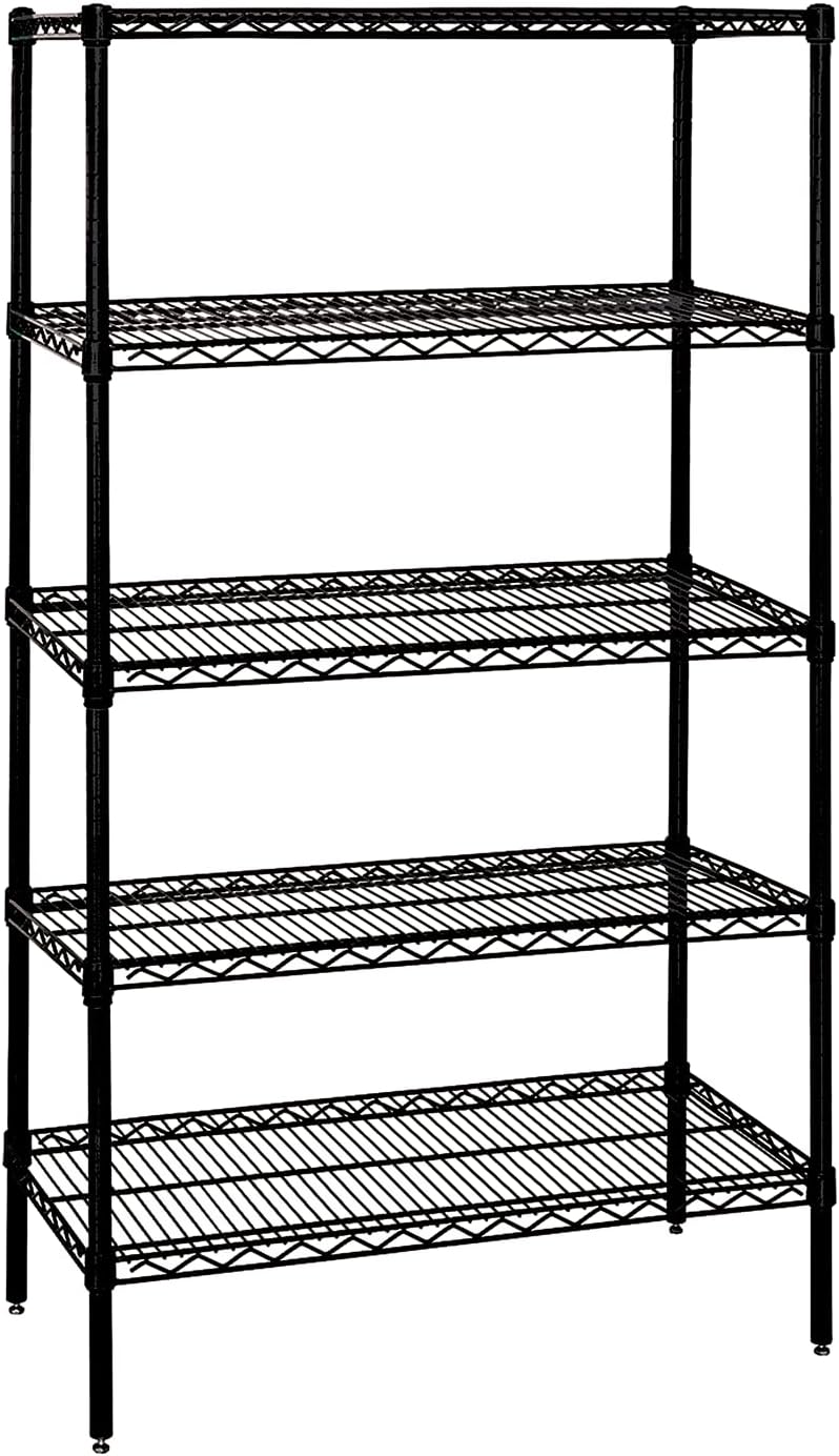 QUANTUM STORAGE SYSTEMS WR63-3660BK-5 Starter Kit Wire Shelves Black Epoxy 5 Shelves 63" H x 60" W x 36" D