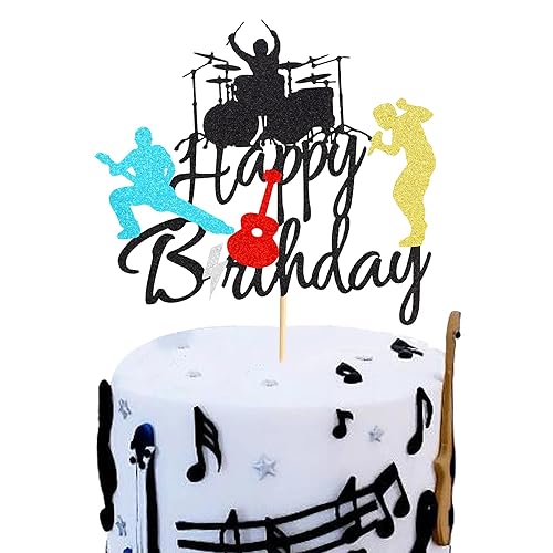 Vista 20 de 24 piezas de decoración de cupcakes Rock Pop Music Theme Cupcake Picks Music Concierto temático de cumpleaños fiesta de cumpleaños, suministros