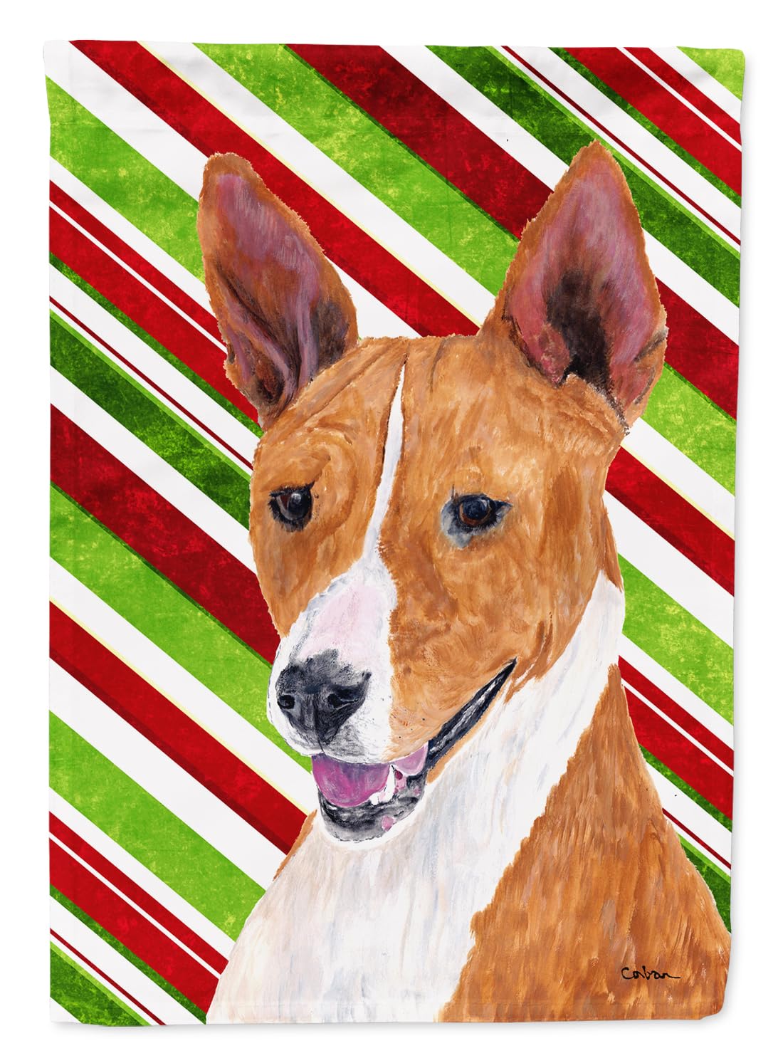Drapeau Basenji Noël pour jardin aux finitions soignées, illustration festive haut de gamme