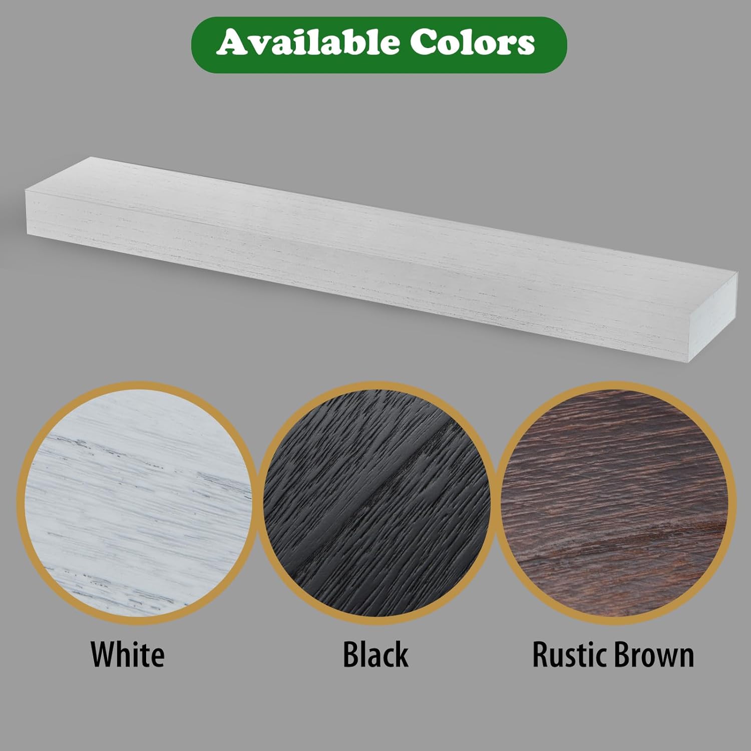 60 Inch Solid Wood Fireplace Mantel Shelf - 110 LBS Capacity, Easy to Install | Modern Farmhouse Floating Shelf with Hidden Brackets, Water-Resistant Classic White for Living Room, Kitchen