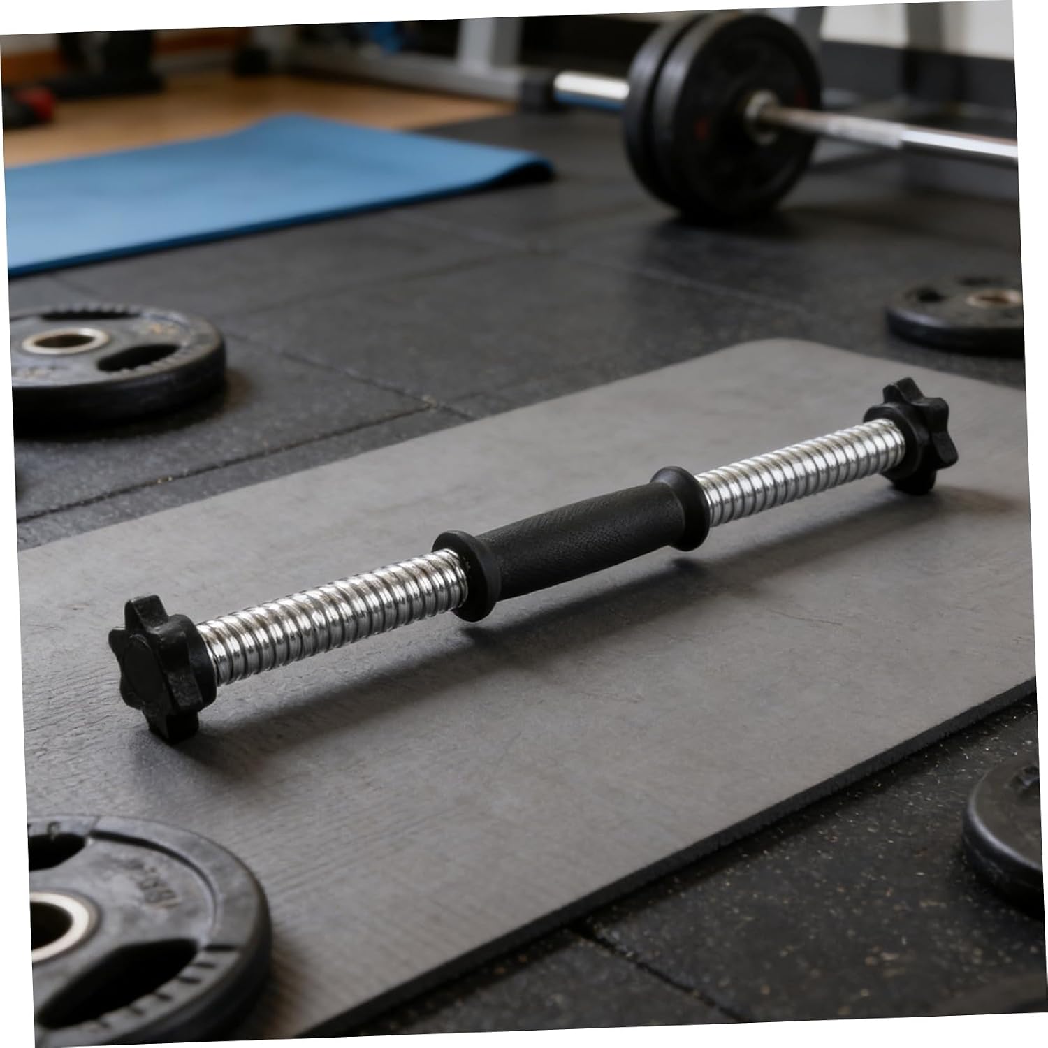 Mikinona Threaded Adjustable Dumbbell Handle Bars with Spinlock Collars, 41cm Non-slip Steel Weightlifting Handle for 1-inch Plates, 2pcs Set for Home Gym Strength Training