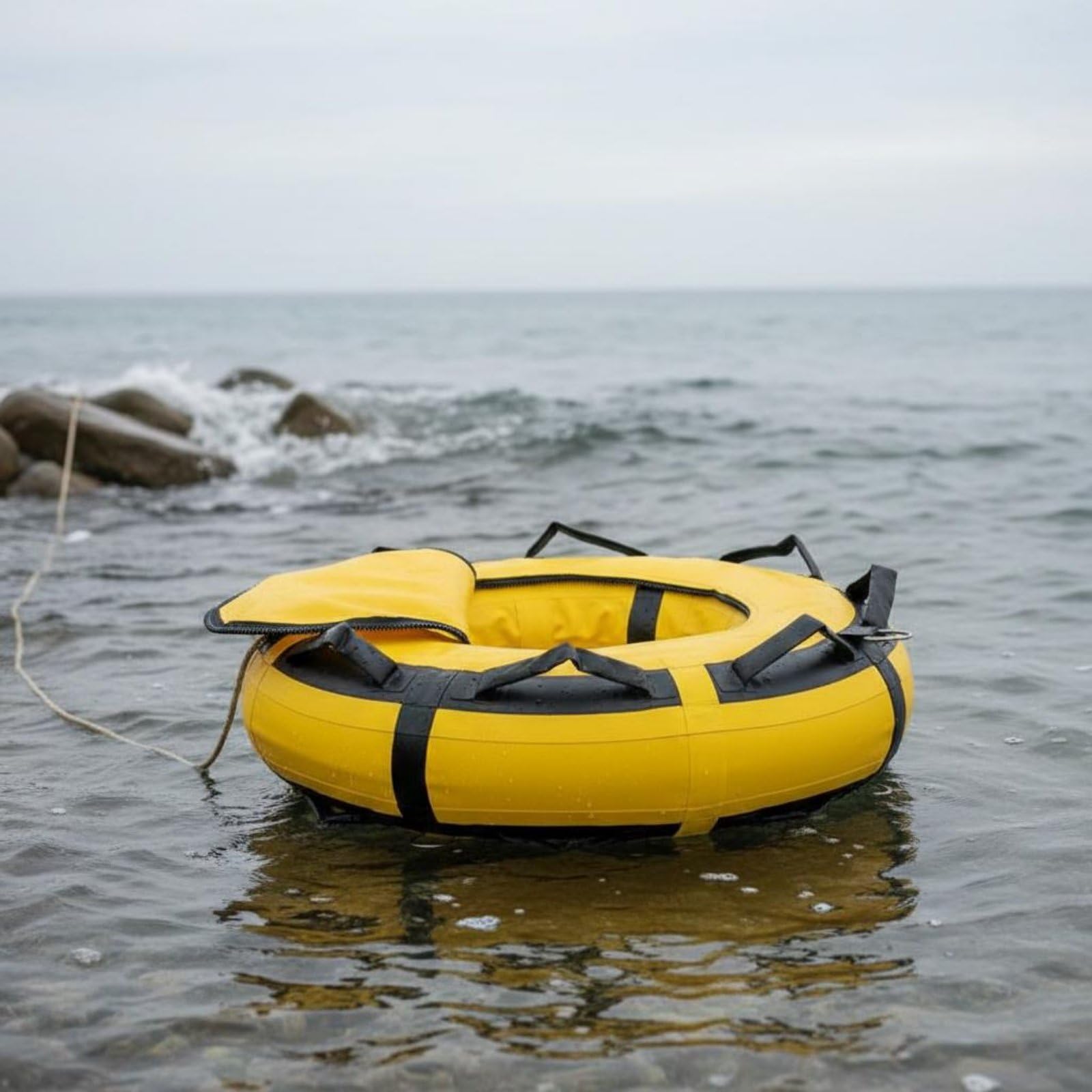 Segnalatore Subacqueo Gonfiabile Galleggiante Giallo con Maniglie Rinforzate per Marcatura Posizione in Superficie atto per Immersioni destramento in Mare