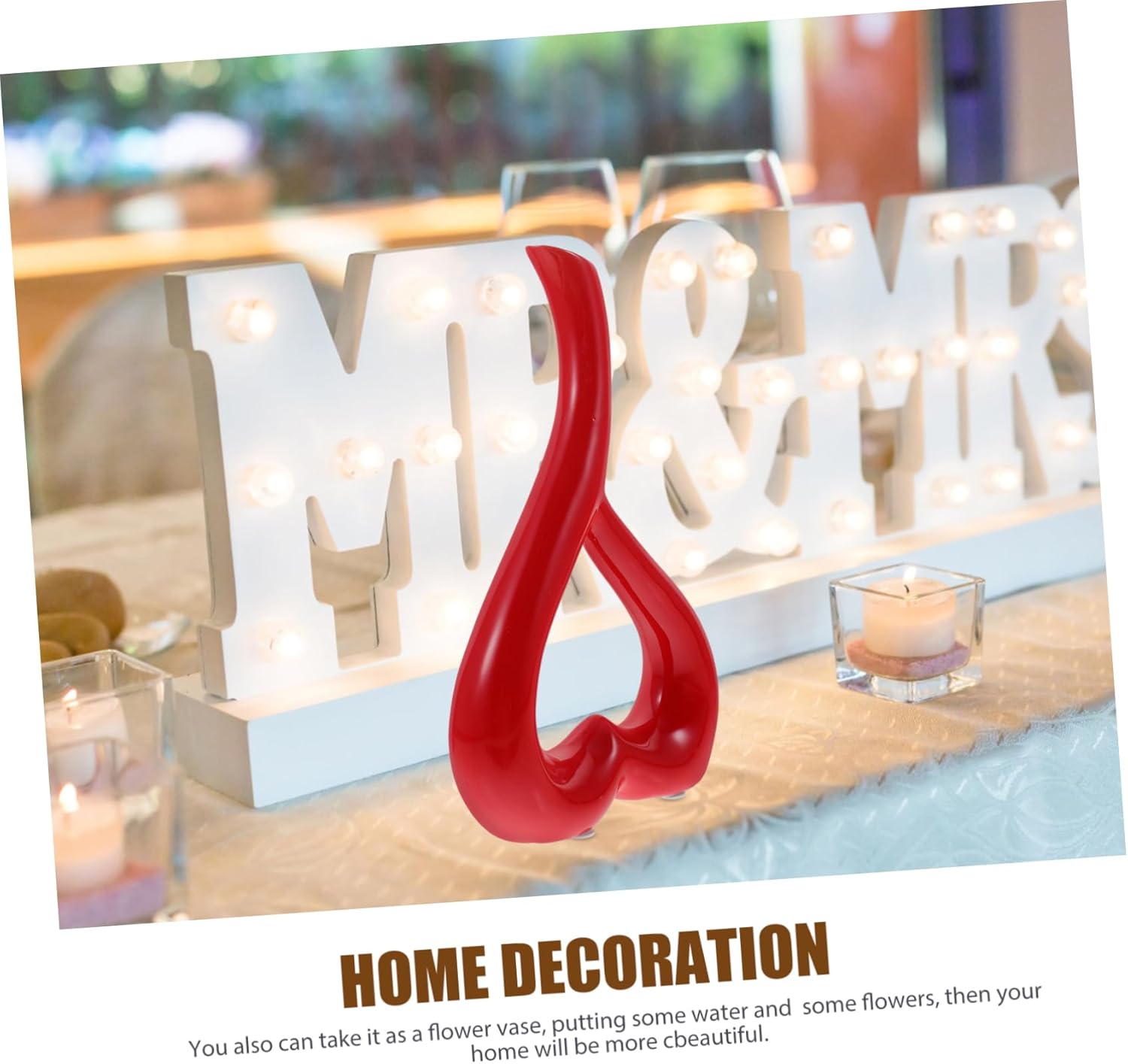 Red Creative Vases Home Decor Heart Shaped Ceramic Vase Desktop Receptacle Adornment Craft Art Vase Gift for Home Decor Living Room Receptacle Bedroom - Image 5