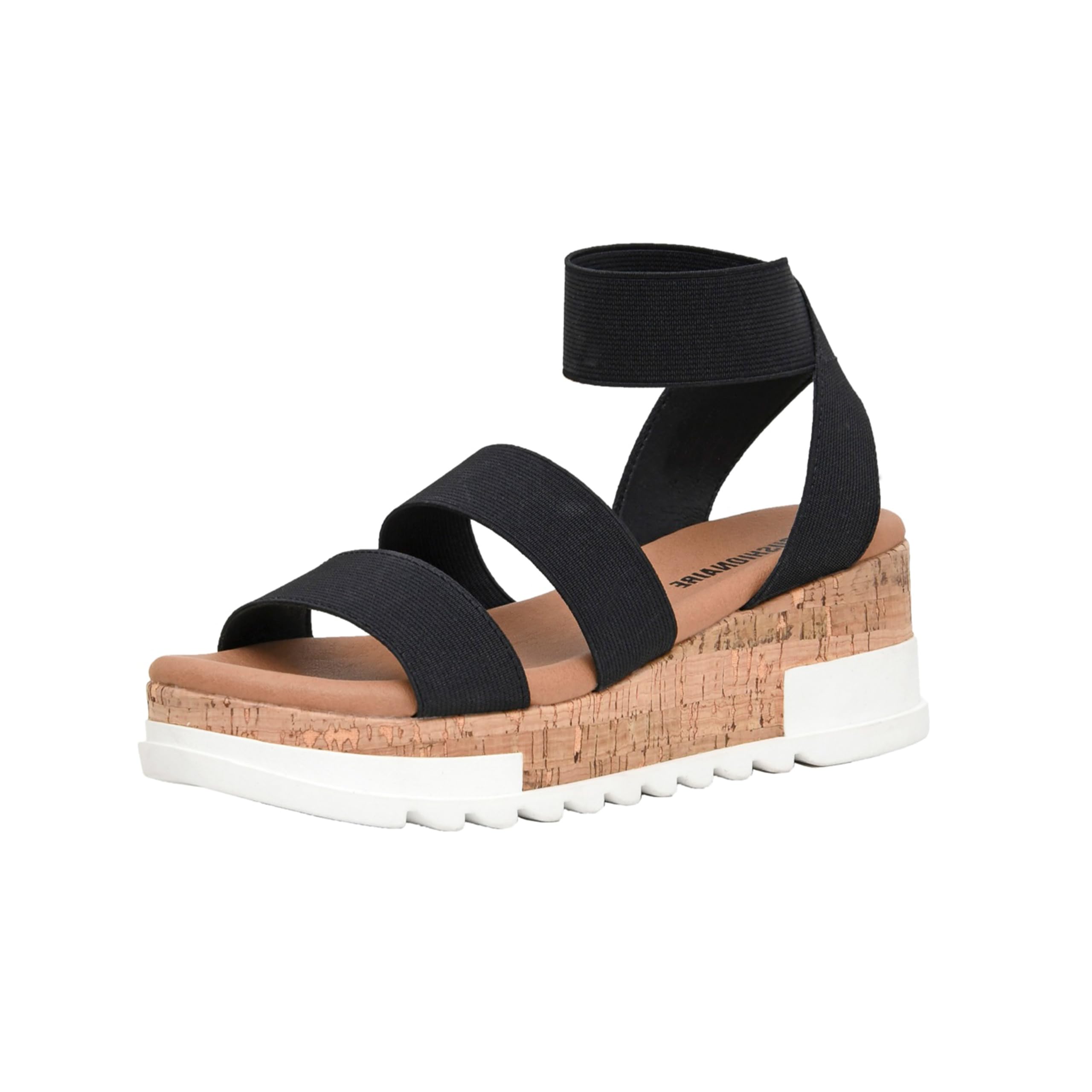 CUSHIONAIRE Women's Naomi Cork Wedge Sandal +Wide Widths Available, Black, 8