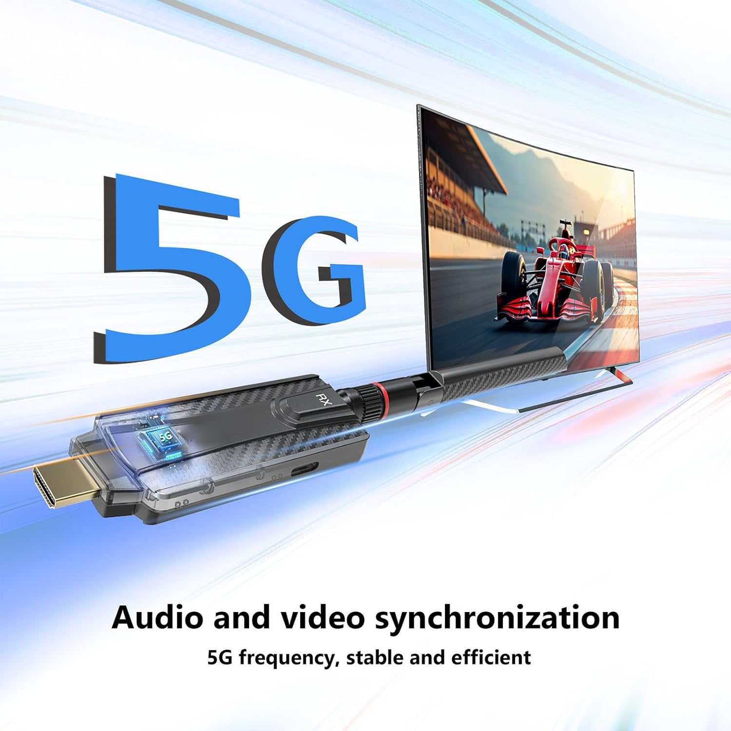 Zopsc HD Multimedia Extender, 5G Dual Antenna, 200M Range, 1080P 60Hz, 0.05s Latency, for Home Theater Conference Room