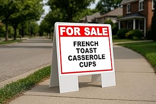 French Toast Casserole Cups For Sale Whte Red Black Folding Coroplast A-Frame Double-Sided 23in x23in