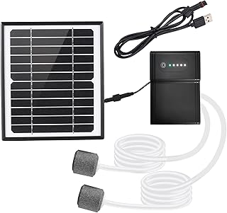 Kit de bomba de ar de oxigênio movido a energia solar 5W/6V para tanque de peixes de aquário oxigenador aerador de oxigênio bomba de ar solar 2 modos de trabalho com painel solar/tubo de oxigênio/2,bomba de ar de água solar