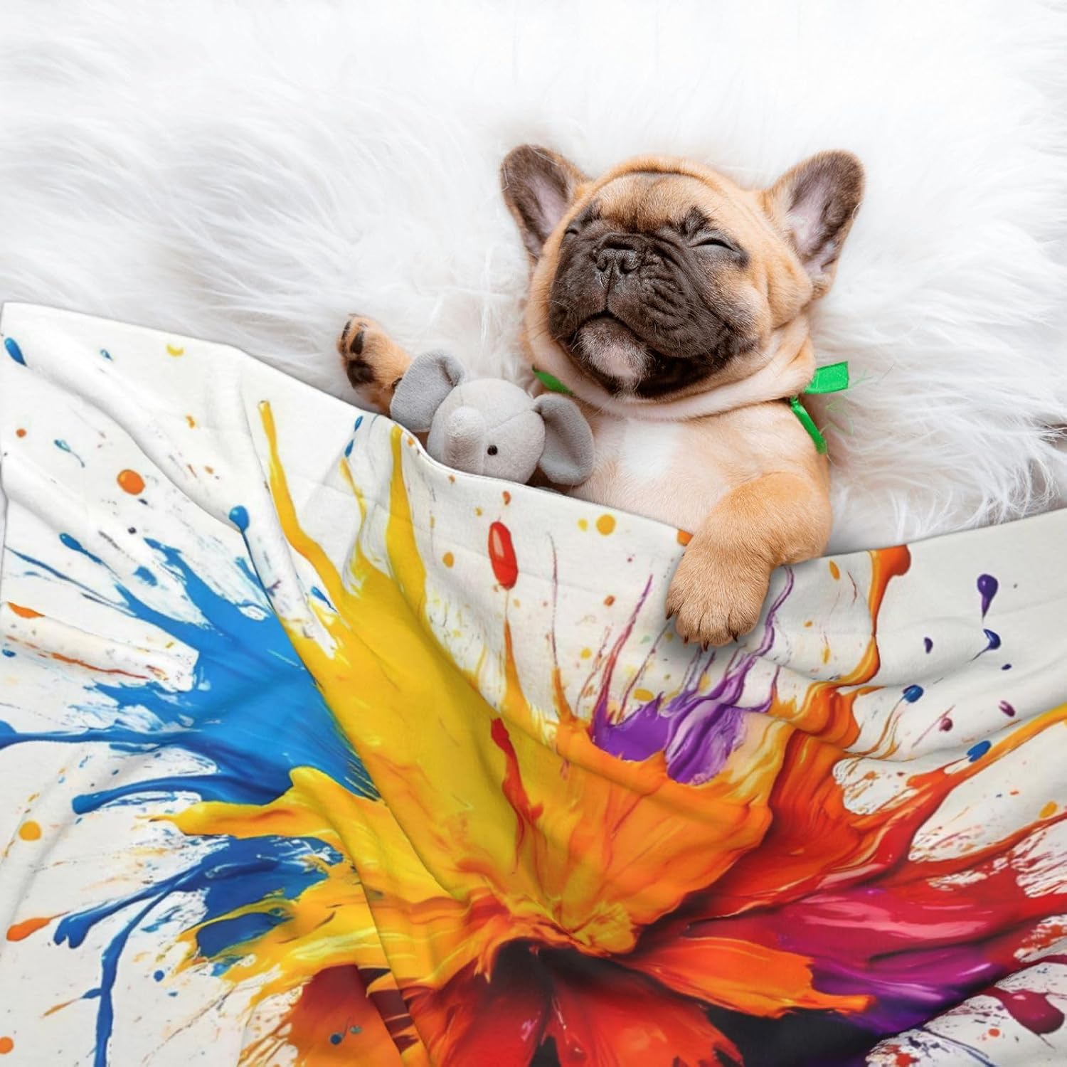 Colorful Paint Print Print Soft Plush Pet Blanket, Washable Dog Blanket, Cat Fleece Throw, Puppy Bed Crate Mat & Sofa Couch Protector - Large