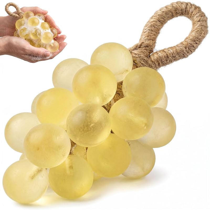 Sabonete em formato de cacho de uva com cordão Lekgavd, amarelo, 1 unidade