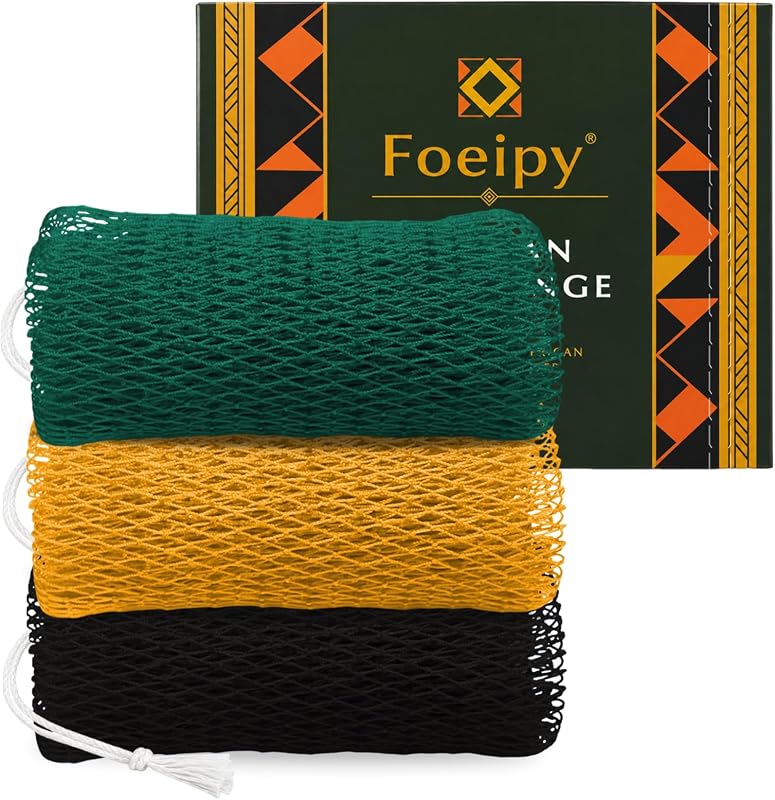 Esponja de banho em rede africana Foeipy, esfoliante, 114,3 cm, Pacote com 3