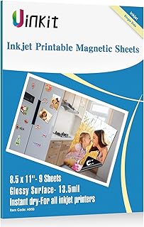 Uinkit 9 Sheets Printable Magnetic sheets Non Adhesive 13.5mil 8.5 x 11 inches Letter Size Thick Flexible Magnetic Printer Paper for Fridge, DIY Crafts