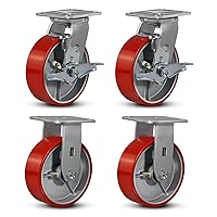 Vista 19 de Ruedas industriales de 5"x2", ruedas de servicio pesado, ruedas de poliuretano, capacidad de hasta 1000 lb. Uso para camión de plataforma, carrito