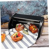 Vista 4 de Caja de pan de tambor de metal, cajas de pan, puerta oscilante, gran capacidad para cocina, hogar, tienda, panadería