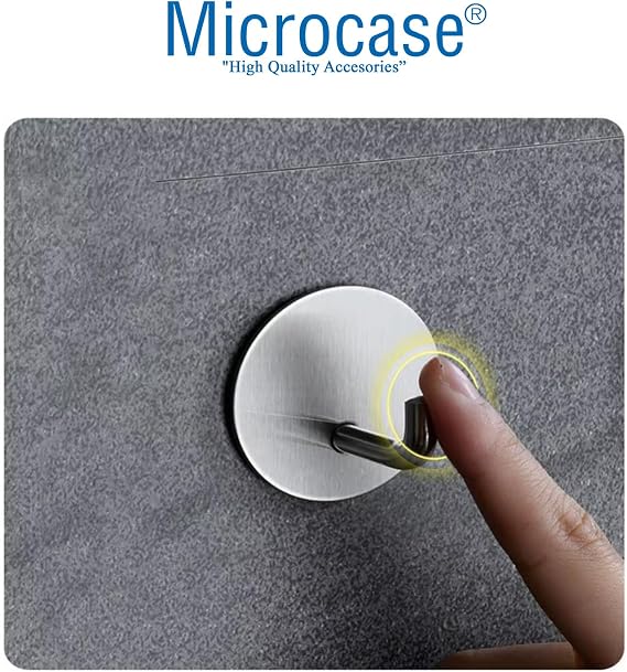 Microcase Yapışkanlı Paslanmaz Çelik Banyo Mutfak Eşya Havlu Vb Metal Askılık Yuvarlak Tasarım - AL4935 2 Adet (Siyah)