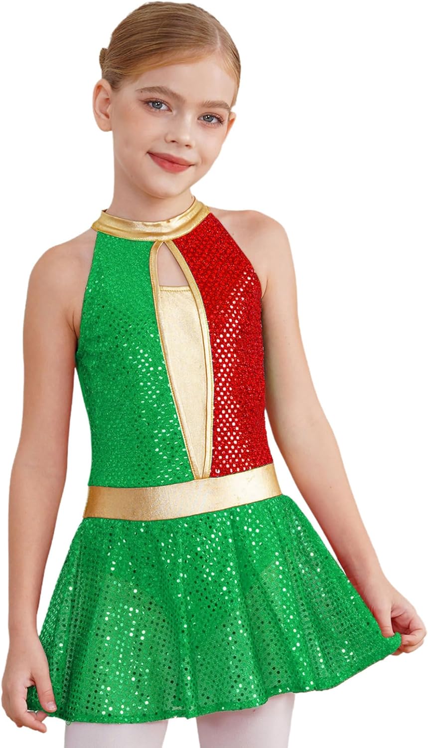 Moggemol Kids Christmas Costume for Girls Sequins Ballet