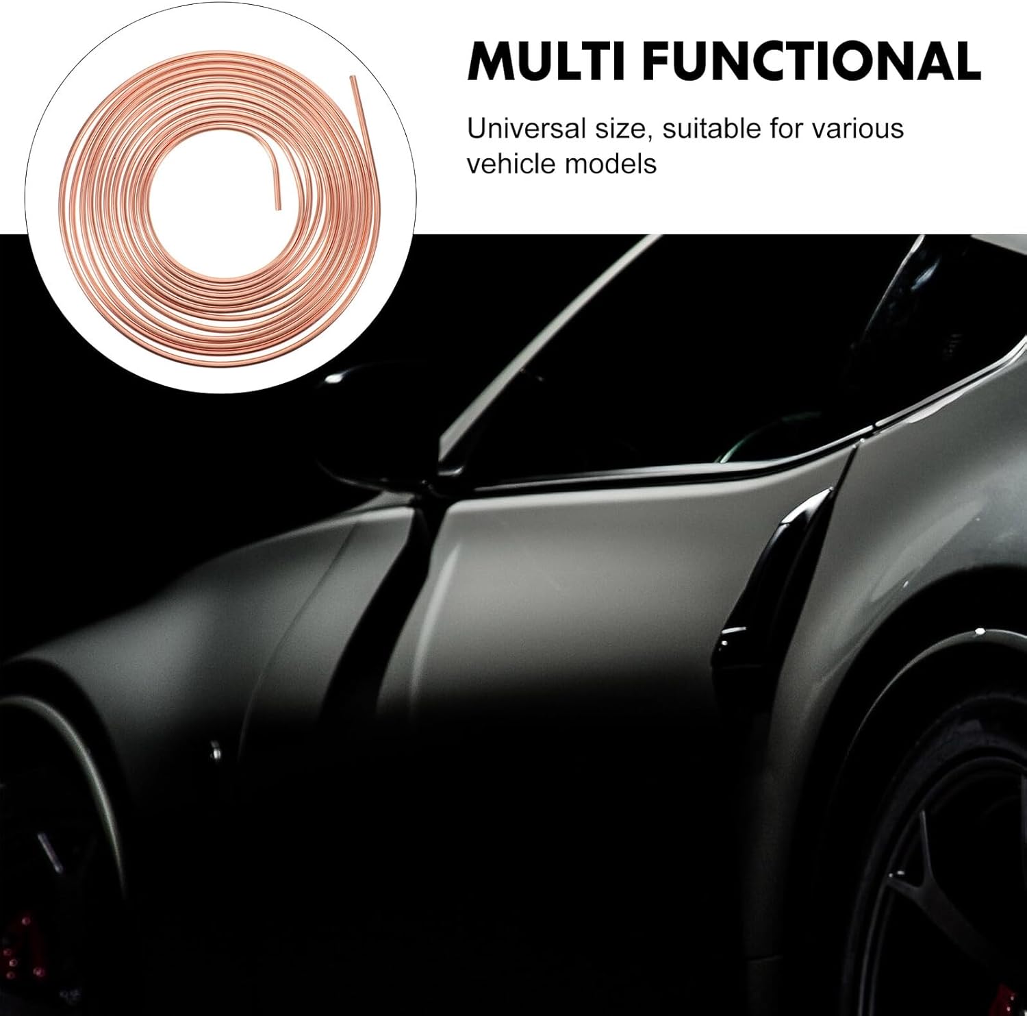 Universal Flexible Copper-coated Brake Line Tubing Coil Kit 1/4 Inch X 7.62 Meters with 15 Inverted Flare Fittings for Automotive Brake Line Installation and Replacement