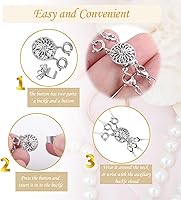 Vista 5 de ASH'S CHOICE Juego de 2 cierres para collares, oro y plata de 14 quilates, sin enredos, conector separador de collares, cierres para hacer pulseras