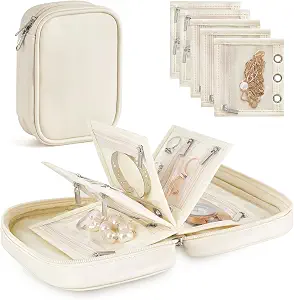 Mkono Travel Jewelry Organizer Pouch with 5 Pages