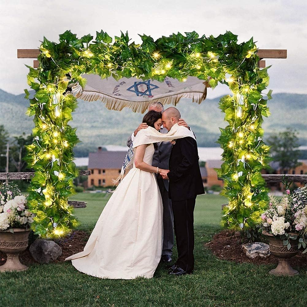 Vine with Fairy Lights, 33ft 100 LEDs Ivy Vine Lights Battery Operated Indoor String Lights, Artifical Garland Leaf Fairy Light Wall Wedding Garden Dorm Bedroom Decor