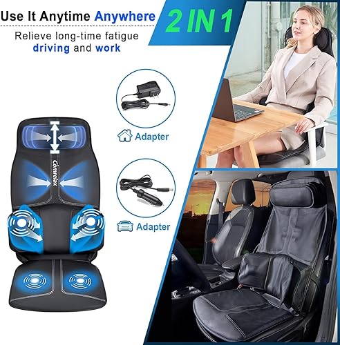 Miniatura 4 de Cojín de masaje de espalda, cojín de asiento de vibración, 3 modos y 3 intensidades masaje de espalda y cuello para aliviar el estrés y fatiga