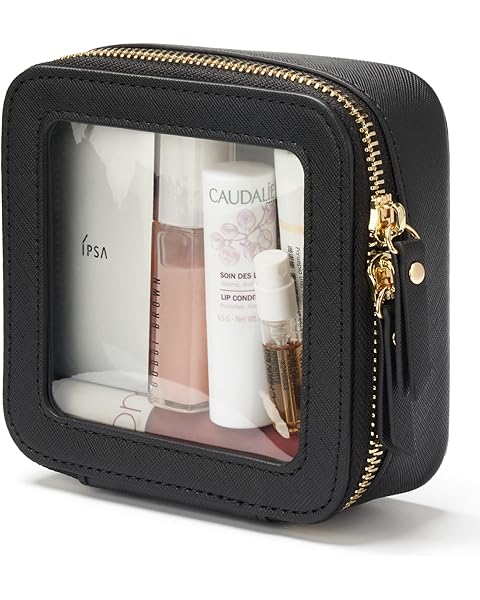 Popvibe Clear Makeup Bag Travel Cosmetic Case Transparent Toiletry Bag with Zipper, Portable Make Up Organizer Traveling Compact Car Bag for Essentials