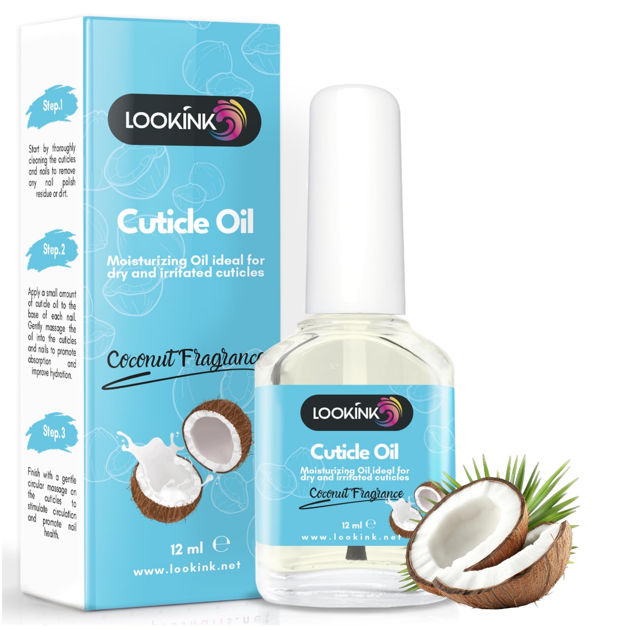 Olio Cuticole Unghie Professionale 12 ml, Fragranza Cocco, Idratante e Nutriente per Cuticole di Mani e Piedi