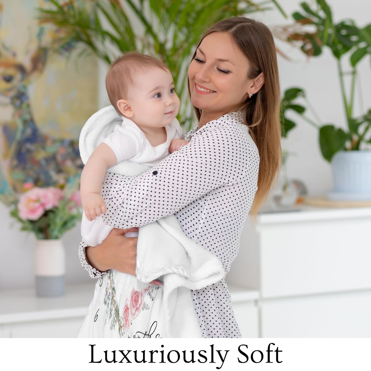 Baby Girl Milestone Blanket – 50x40, Soft Fleece, Eucalyptus & Rose Floral Design, Includes Headband & Wreath, Monthly Growth Chart, Newborn Keepsake & Baby Shower - Image 7