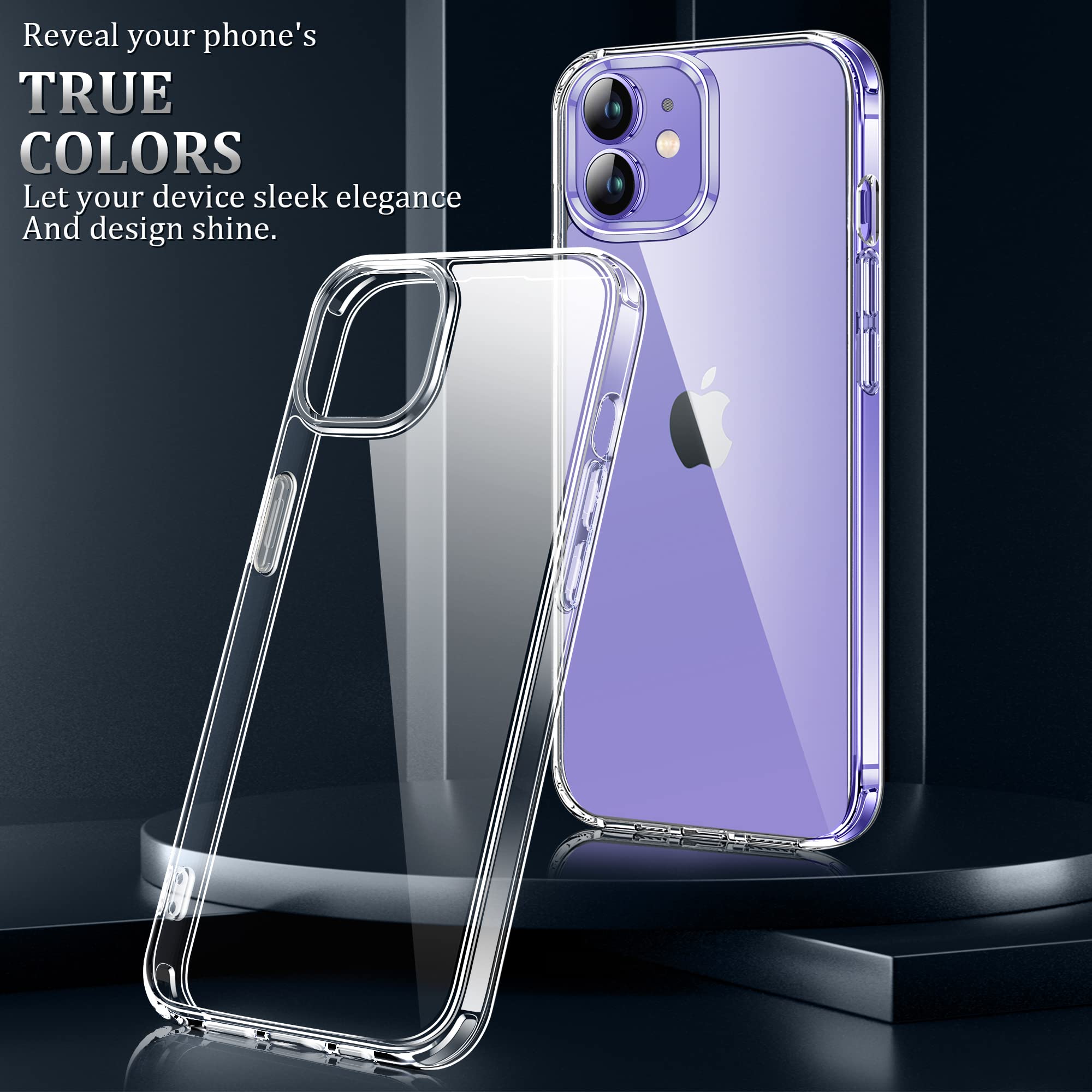 Rigida Cover Trasparente Per IPhone 12/12 Pro Con 2 Vetri Temperati - Anti-ingiallimento, Paraurti TPU, Antiurto