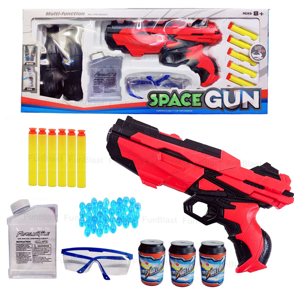 FunBlast High Speed Manual Soft Bullet Gun with 6 Foam Bullets 2 In1 Foam Bullets and Water