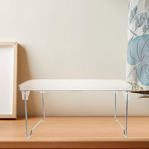 Miniatura 2 de Portavasos de escritorio para laptop, organizador de estante de escritorio transparente, soporte de cama plegable para portátil, bandeja de desayuno