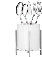 Vista 15 de Soporte para utensilios de cocina, 2 piezas de cerámica con soporte de metal dorado, soporte de utensilios de cocina elegante y moderno