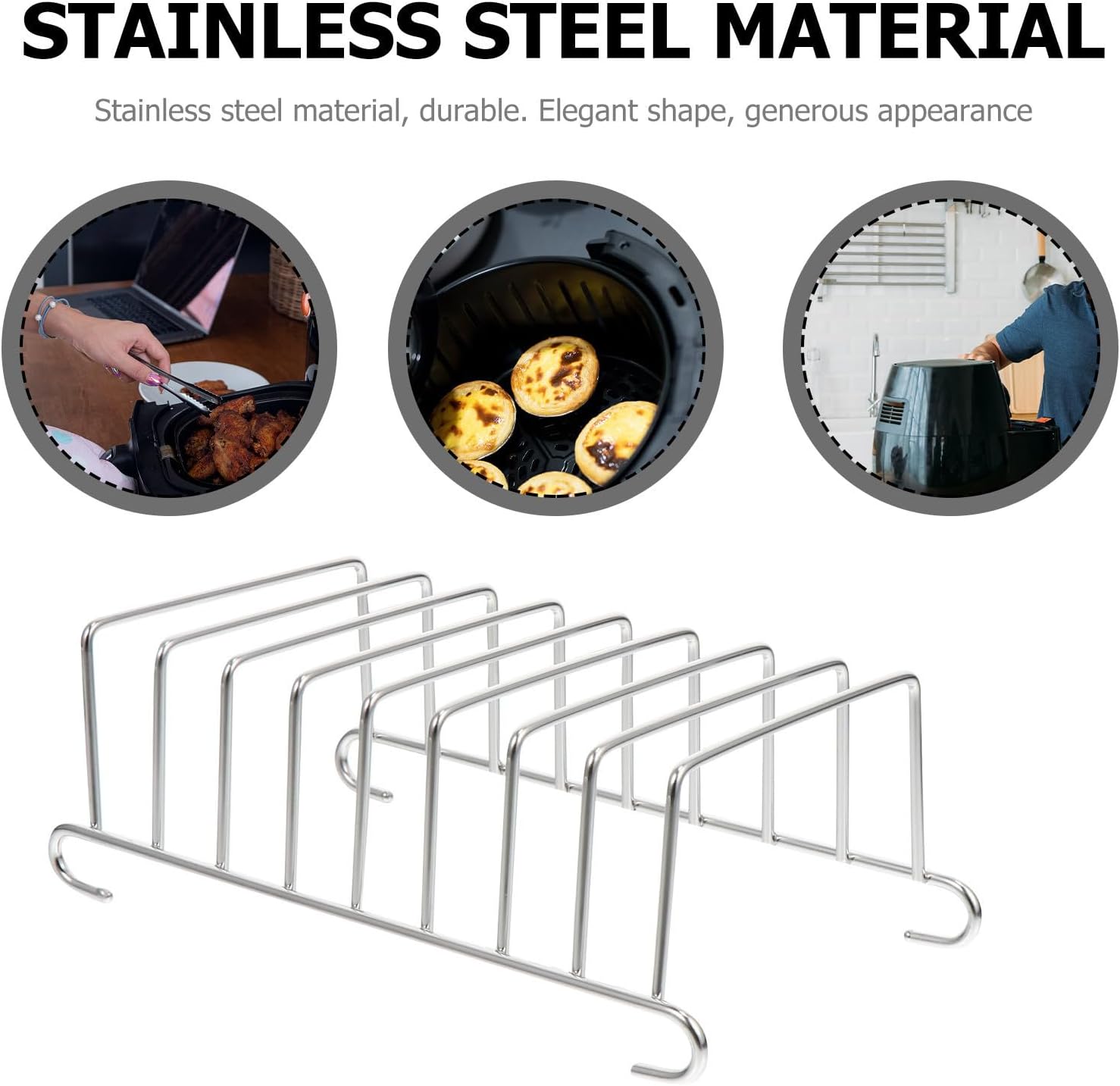 2pcs Stainless Steel Bread Rack for Electric Fryer, Oil Drain Shelf
