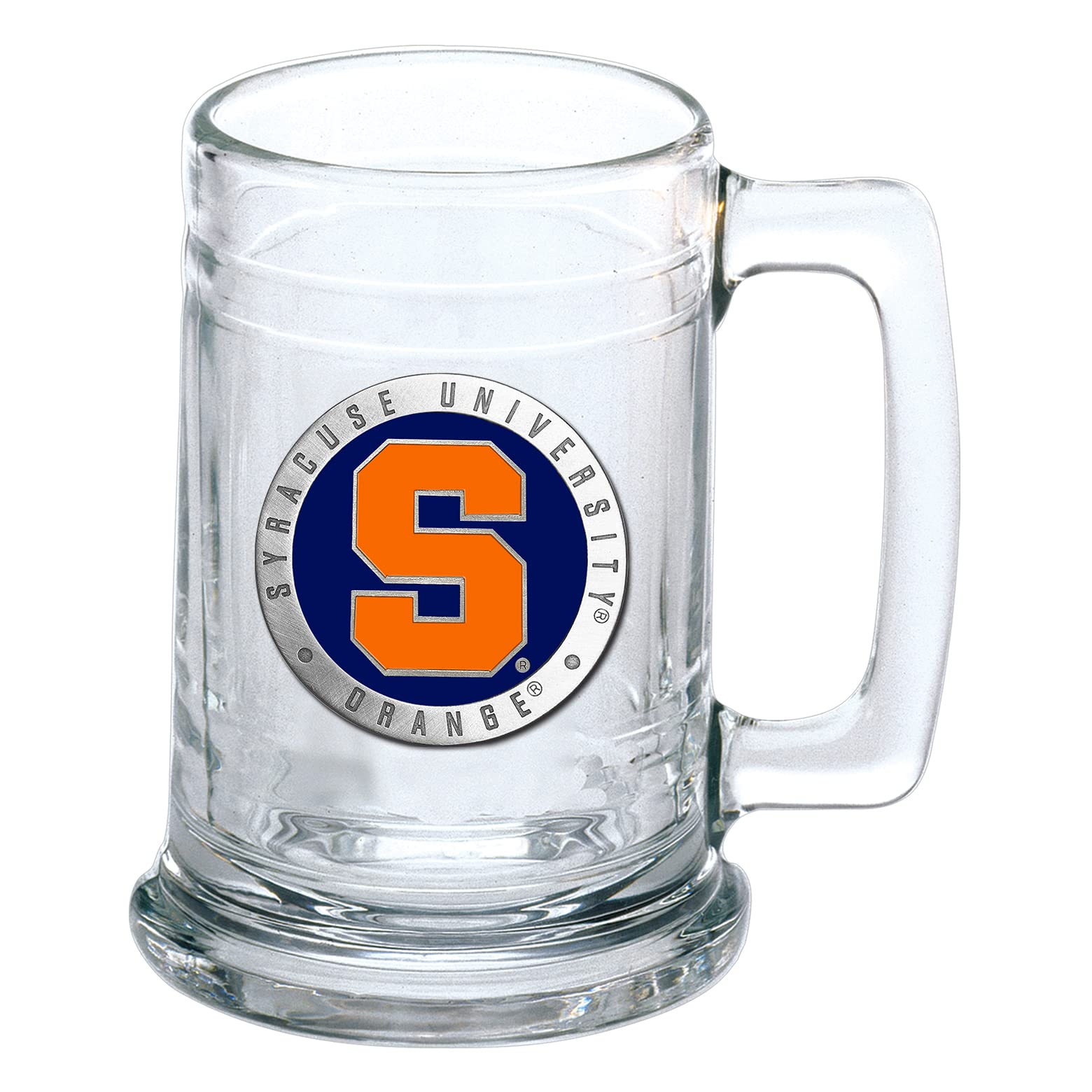 Heritage Pewter Syracuse Beer Stein Glass | 15 Ounce German-Style Beer Glass | Intricately Crafted Metal Pewter Alma Mater Inlay