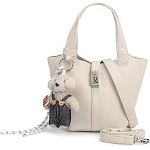 Womens Handbag Artificial Leather Bucket Wallet with Top Handle, Single Shoulder Bag with Removable Small Wallet