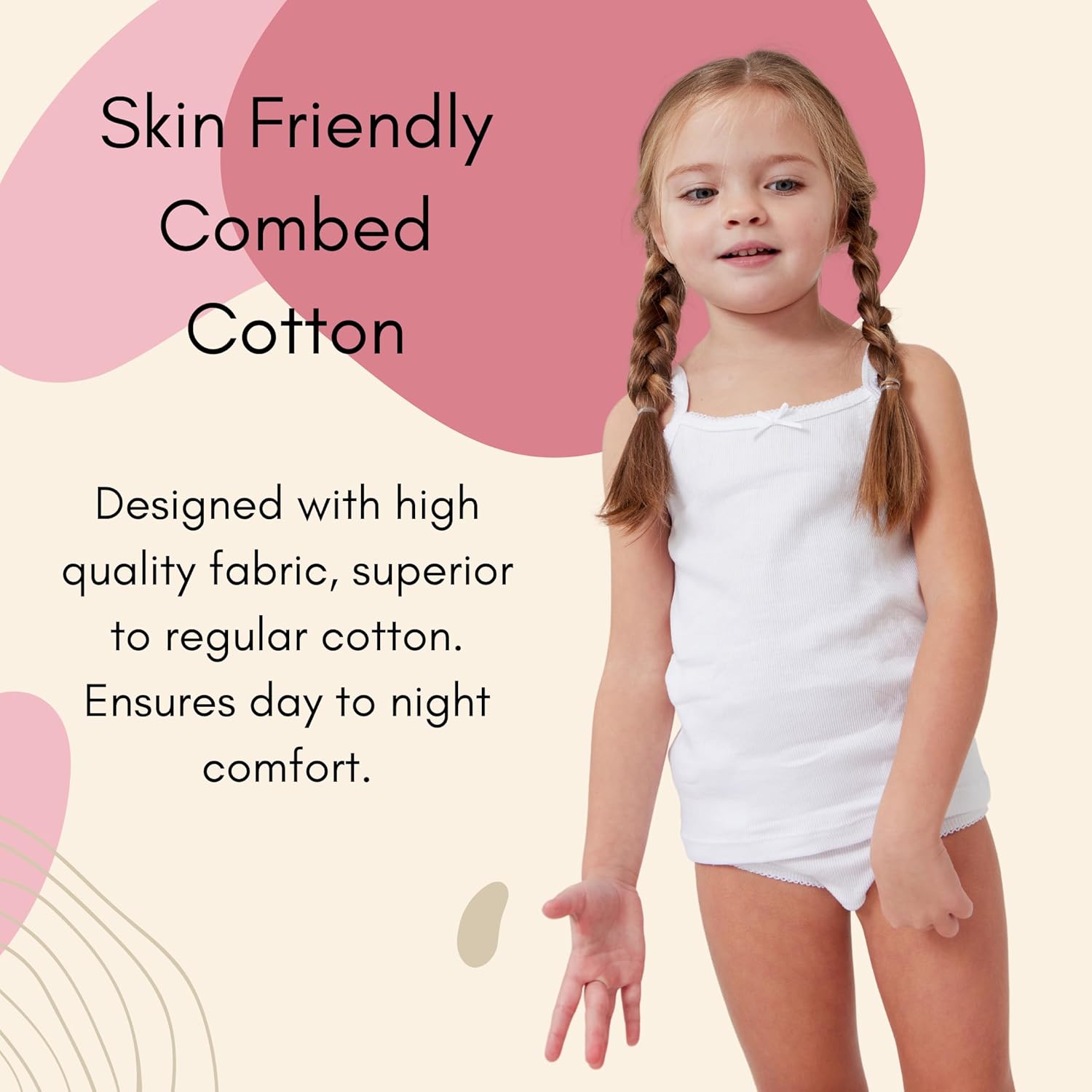 Feathers Girls Solid White Snug Fit Tagless Briefs Underwear - 100% Cotton Super Soft Panties - Image 3