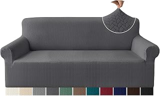Granbest Premium Fashion Jacquard Sofa Covers 3 Seater, Anti-wrinkle Super Stretch Couch Cover, Non Slip Sofa Slipcover for Living Room (3 Seater, Grey)
